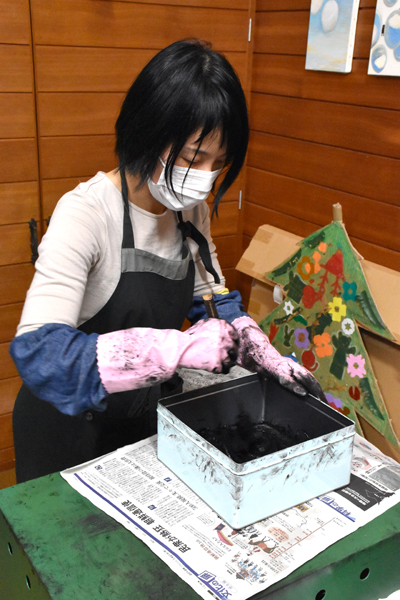 インク練りの写真